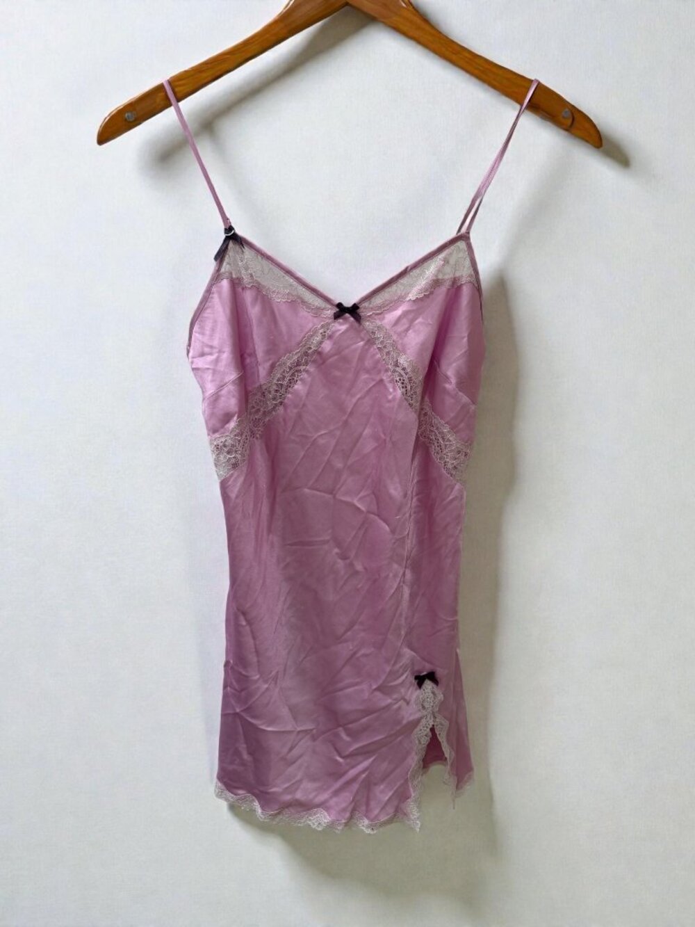 Victoria’s Secret Pink Satin Lace Slip Dress Chemise- Size Small